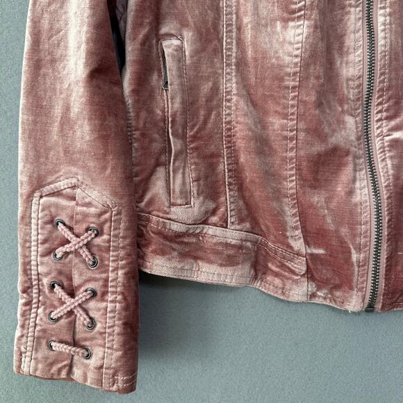 Pink Velvet Long Sleeve Sleeve Moto Jacket Torrid Size 0 / Large Y2K - Picture 2 of 10